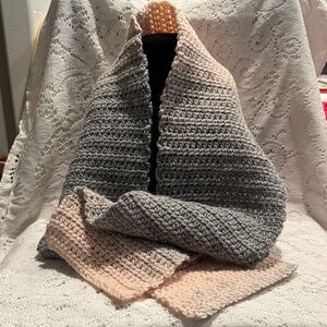 Pink and Silver Crocheted Scarf